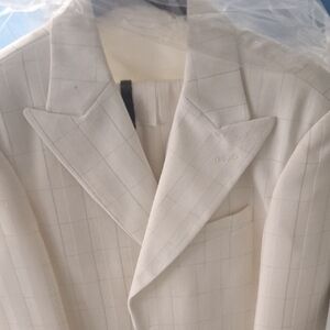 Cream Windowpane Blazer - Boy's Tailored Suit 3 Pieces
